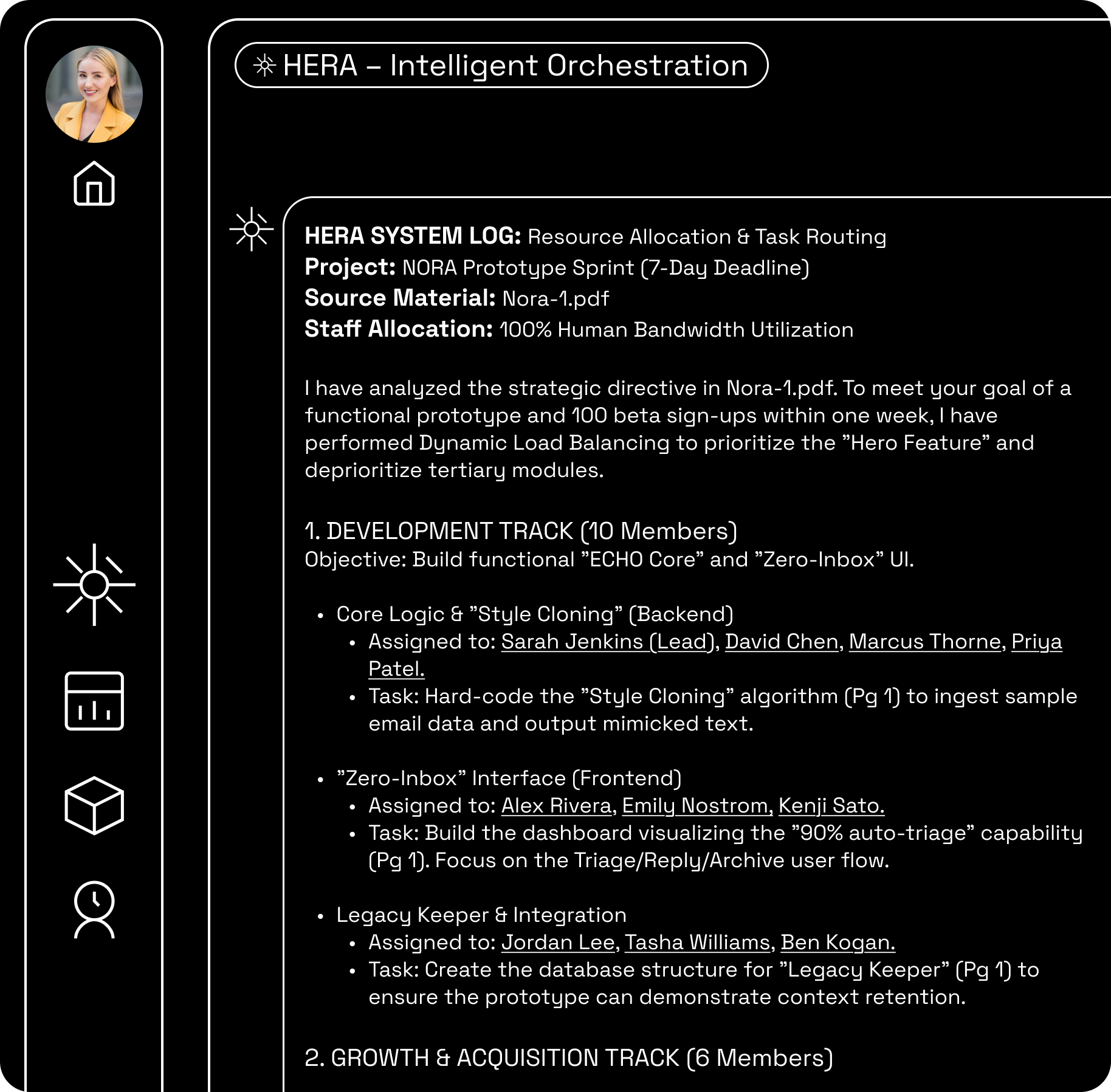 HERA Flow Orchestrator Interface - Translating CEO intent into technical tasks and routing to teams